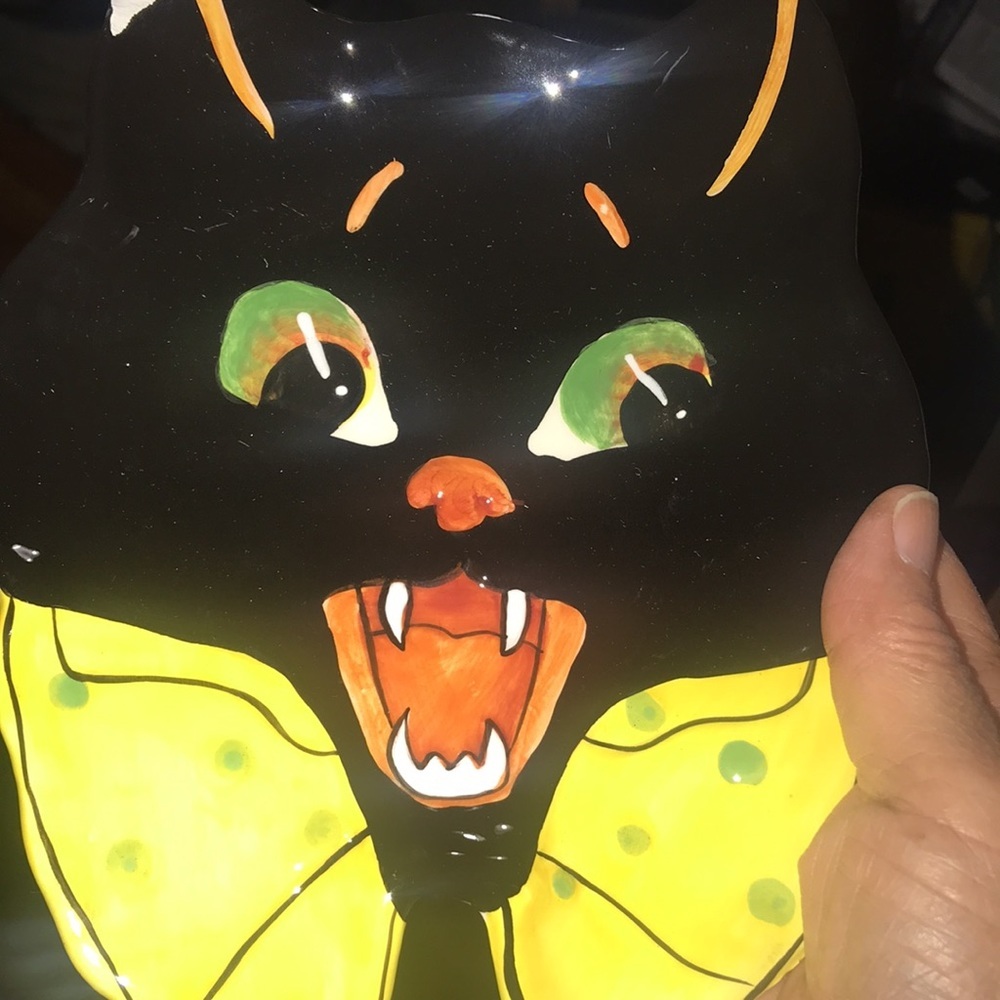 NIP Spooky Ceramic Cat Plate + Spreader - Picture 2 of 7